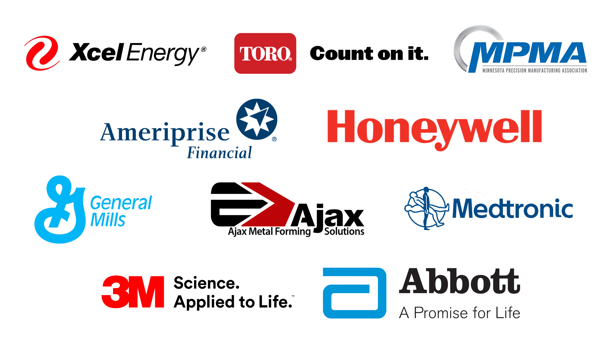 featured employer partners 3m, ameraprise financial, medtronic, toro, mpma, honeywell, ajax, general mills, 